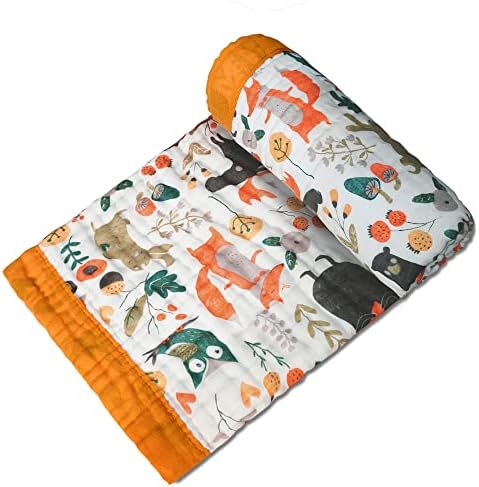 Cobertores de criança- Animais florestais Bobetão de musselina respirável Baby Baby Ultra Soft Baby Muslin Quilt 6 camadas