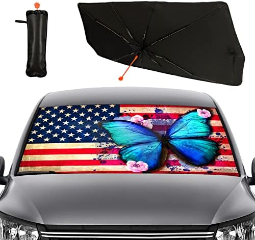 Edeeil Girlower Raccoon Car Umbrella Sun Shade Cover Girlower Sky Sky Dobrable Car Windshield Sun Shade Umbrella Block Raios