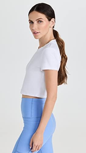 Além da perspectiva das penas femininas de ioga, camiseta cortada