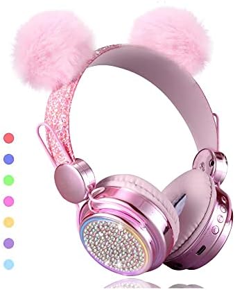 Koraba Wireless, LED Light Up Color Mudanças Meninas Bluetooth fones de ouvido com microfone, 10 horas 5,0 fones de ouvido Bluetooth