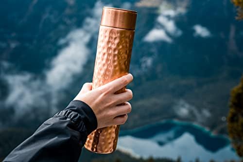 Kosdeg Copper Water Bottle - 34 onças de design moderno de 34 onças - um vaso de cobre puro ayurvédico artesanal para beber