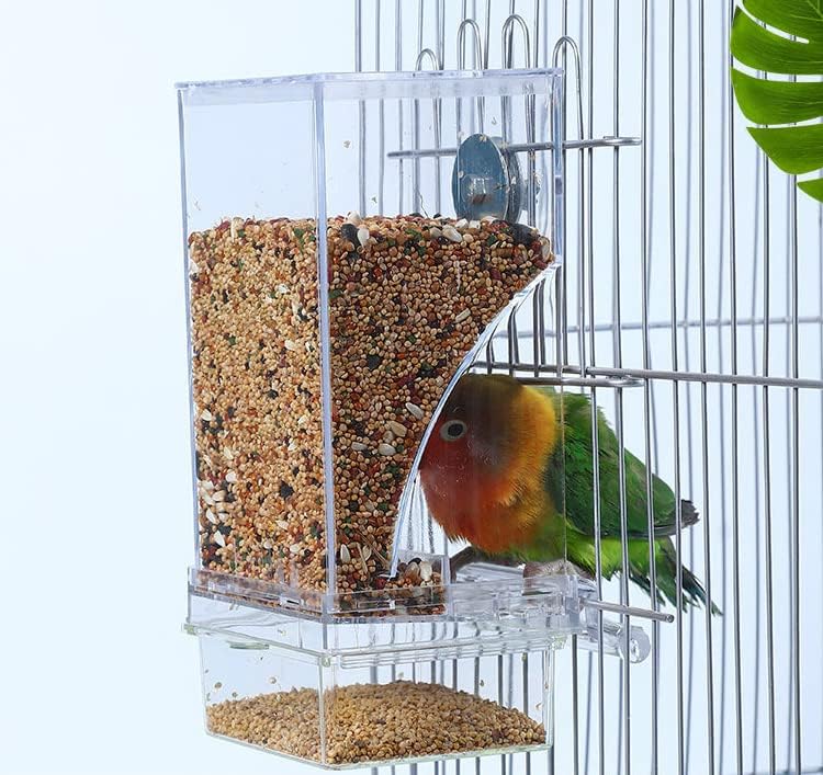 Nenhum alimentador de sementes de pássaro dividido para gaiola, Parrot Sistemas de forrageamento automático Estação de alimentação