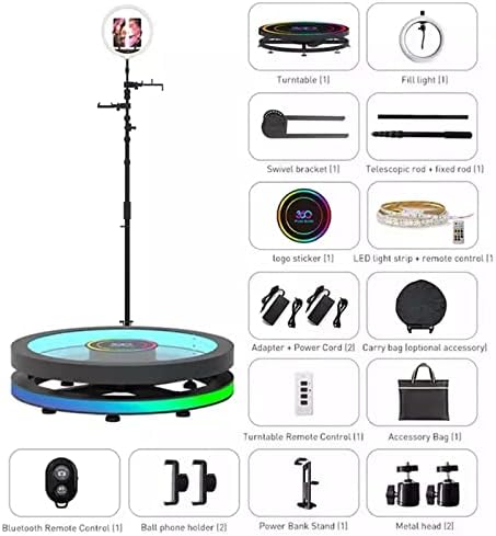 360 Photo Booth Automático Selfie portátil flexível com anel Light Intelligent Remote Remote Movem Slow Machine Câmera de vídeo ASPZQ