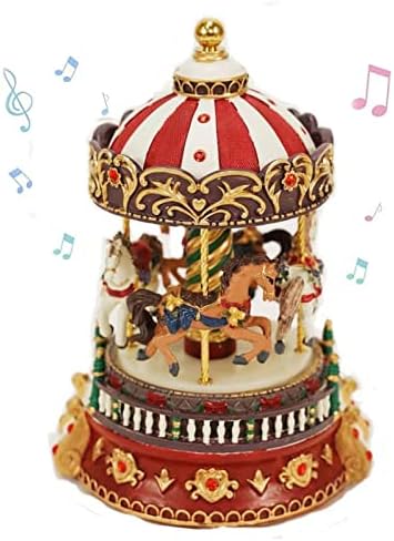 Caixa de música carousel, carrossel de resina na caixa de música de presente para o céu para garotas mamãe garota bebê filha neta natal da mãe presente de aniversário decoração de bolo de bolo
