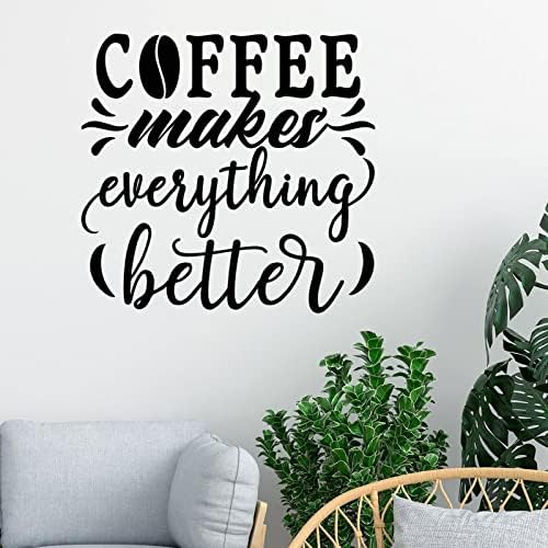 Yinrune Coffee torna tudo melhor decalques de parede de vinil descascam e bastão murais de parede palavras letras de