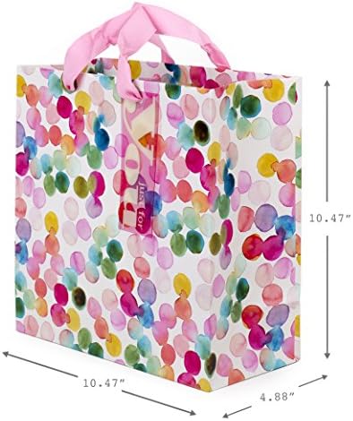 Hallmark 10 Grande bolsa de presente quadrada para aniversários, dia das mães, Páscoa, graduações, aposentadorias e muito mais, grandes pontos em aquarela, 5EGB5363