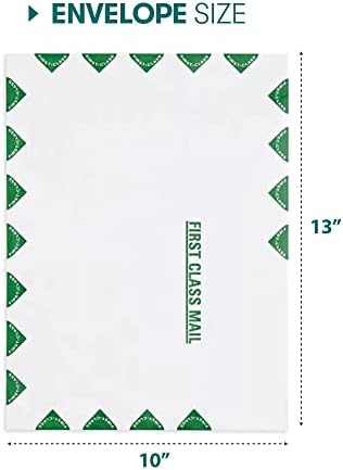 Endoc 10x13 Tyvek Primeira classe Envelopes de mala direta - 50 contagem - Envelopes de correspondência de catálogos abertos com fechamento de casca e selos, branco com borda de primeira classe