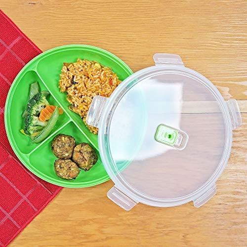 Recipientes de bandeja de armazenamento de alimentos para microondas - 3 seção de compartimento dividido BPA Placas livres com tampa ventilada - para sobras ou almoço