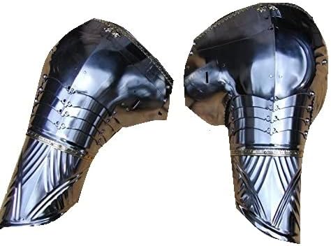 Pauldrons de estilo gótico e braços com guardas removidas SCA larp armadura prata