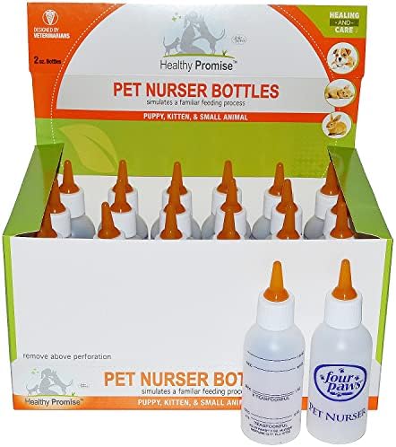 Quatro garrafas de berçário de produtos para animais de estimação de quatro Paws, 2 onças