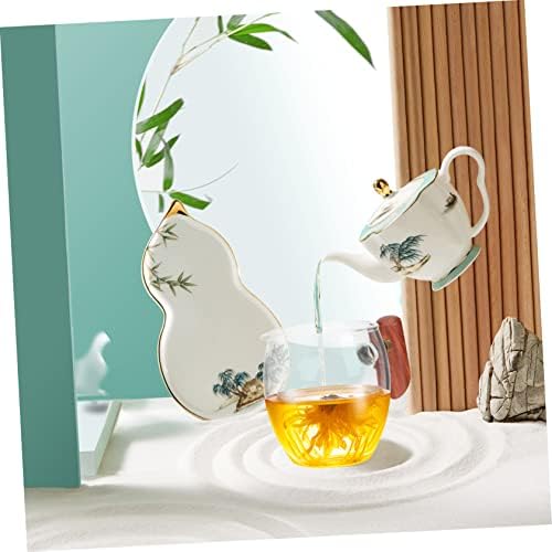 Holibanna 4pcs maçaneta de madeira copo de vidro copo de vidro de vidro xícaras de chá portátil xícara de chá creme de