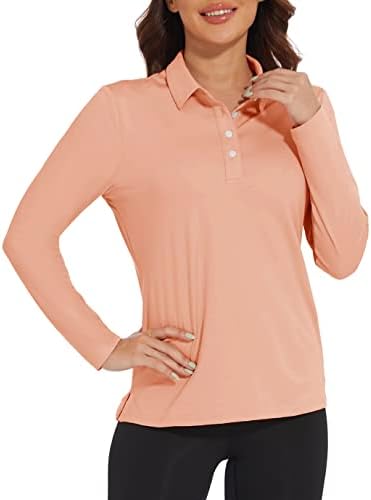 Camisas de pólo feminino de Magcomsen camisetas de golfe de manga comprida Rápida seca rápida 50+ Proteção solar