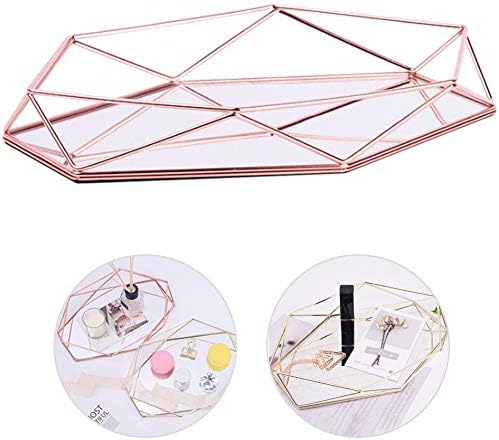 Beacon Pet Metal Metal espelhado Bandeja decorativa Decorativa Rosa-ouro Luxo Luxo Bandeja tridimensional Bandeja de armazenamento de mesa