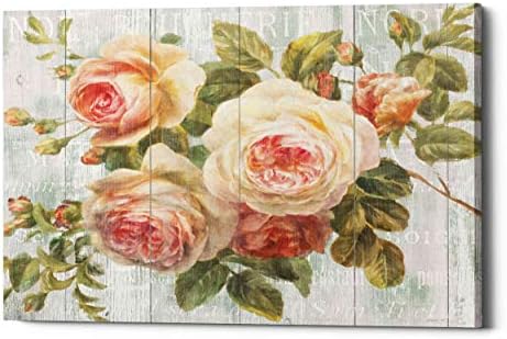 Epic Graffiti 'Rosas Vintage em Driftwood' de Danhui Nai Canvas Wall Art, 12 X16, Pink