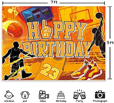 Basquete notícias Parabéns Feliz Aniversário Caso -pano de 7wx5h Esportes de fotografia com tema para crianças meninos Partidos