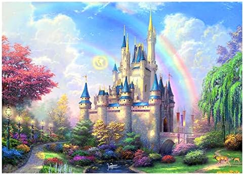 Deleto Princess Rainbow Castle Backdrop7x5ft Castelo de fantasia Penmo de fotografia de parede, decoração de festas de aniversário de casamento, retrato de fotos de estúdio de foto para crianças adultos