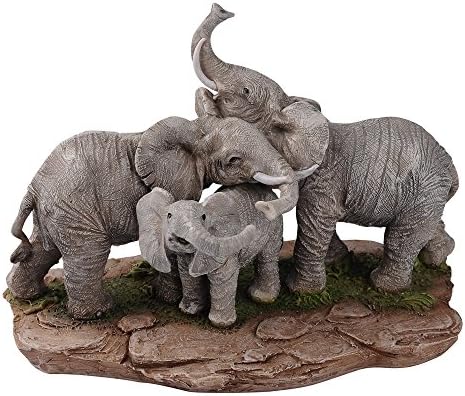 Coleção de vida selvagem de hora confortável 6 Friends de elefante e estatueta de pacote familiar, Polyresin