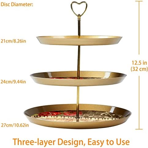 Conjunto de exibição de mesa de sobremesa, suporte de cupcakes de ouro, estandes de sobremesa, bandeja de porção de 3 camadas, suporte