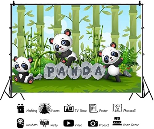 Oerju 6x4ft desenho animado panda cenário infantil fotografia de feliz aniversário background Greno