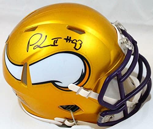 Patrick Jones autografou o Minnesota Vikings Flash Speed ​​Mini Capacete -Capacete -Beckettwholo - Mini Capacetes