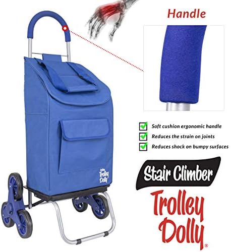 Dbest Products Stair Climber Carrinho Dolly Dolly Carrinho de supermercado 3 rodas Compras pesadas Caminhões de mão feitas para apartamentos de condomínios, altura da alça de 39 polegadas, 17,25 x 15,25 x 39,5 , azul