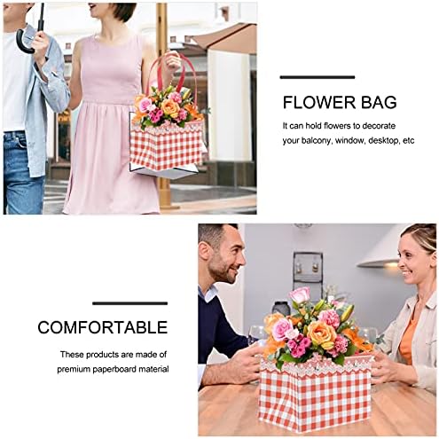 Buquês de flores de nuobesty Bouquets de sacos de presente com buquê de flores de flor, sacos de buquê de flores portáteis com alça de bolsas de embalagem de flores 5pcs Flores de buquê Bouquet bolsas