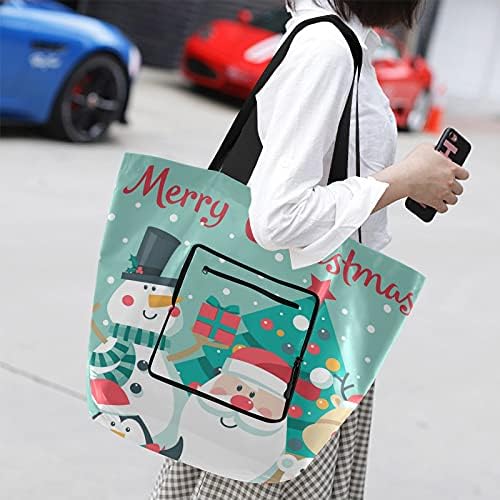 Feliz Natal 28 Bolsa de ombro dobrável Bag reutilizável Bolsa de mercearia pesada bolsa de bolsa