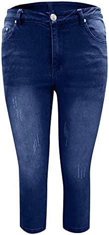 Hdzww Summers respiráveis ​​cintura elástica de calça denims com bolsos Slacks perna reta Slims Solid elegante elegante