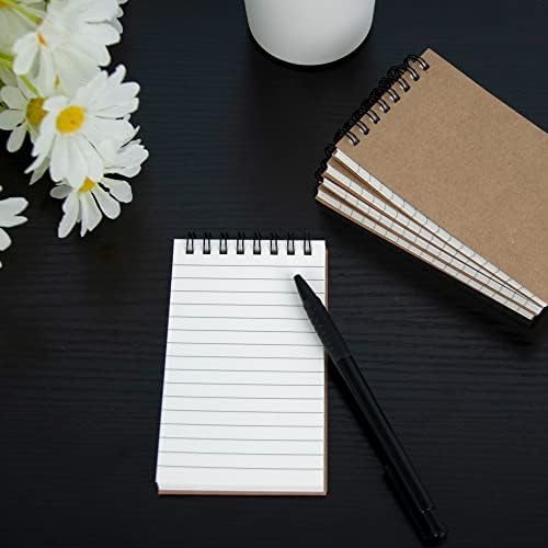 5 Pacote pequenos notebooks em espiral, notebook de bolso de 3 x 5, notebook Kraft Brown Memorando, 75 folhas/150 páginas cada