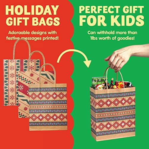 Joyin 24 sacolas de presente de Natal para papel de férias, sacolas de bem -estar de Natal, sacolas de presente de Natal, salas de aula e favores de festa
