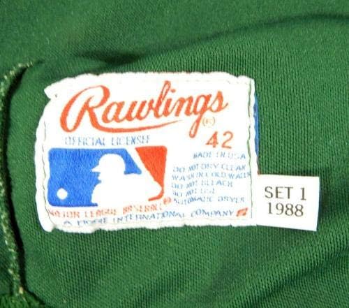 1988 Oakland Athletics Curt Young 29 Game usou Jersey Green Batting Practice 62 - Jogo usado MLB Jerseys
