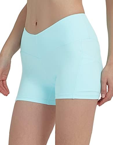 shorts de motociclista de sissycos V-Waist com bolsos para mulheres de controle de ioga de controle de barriga de retenção