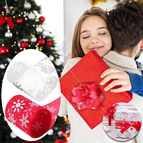 Dbaiyh natal snowflake gluz gaze ribbon embalagem de férias decoração de gravata a cabo