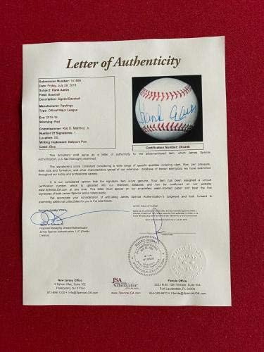Hank Aaron, autografado beisebol oficial - beisebol autografado