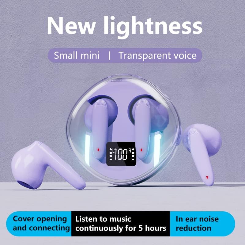 Fones de ouvido sem fio, fones de ouvido Bluetooth v5.3 com estojo de carregamento sem fio e energia LED Exibir fone de ouvido estéreo