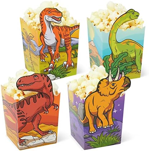 60 contagem de dinossauros suprimentos de festa, caixas de pipoca, caixas de tratamento de doces para o pacote de materiais de festas de aniversário infantil