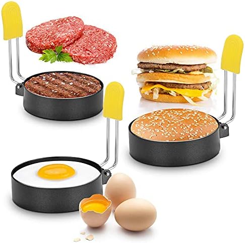 Ring redondo anel de ovo 2 pacote, anéis de ovos antiaderentes para frigidores e muffins ingleses, modelador de ovo para frigideira