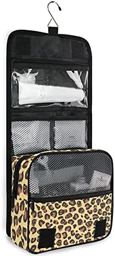 Saco de higiene pessoal pendurado estampa de leopardo com crânios Bolsa de viagem de maquiagem para produtos de higiene pessoal