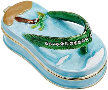 Caixa de bugiganga de chinelos de esmalte pintada à mão, Organizador de jóias articulado Mini Brincos de anel Brincos, decoração exclusiva Fatuagem de lembrança colecionável, personalizado elegante ornamento artesanal