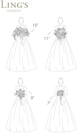 Momento de Ling de 15 polegadas de 15 polegadas de marfim de marfim, buquê de noiva, buquês de casamento em cascata para noiva, para chuveiro de noiva da cerimônia de casamento e aniversário