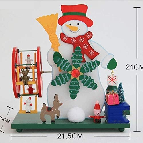 Lhllhl Christmas Snowman Snow Sky Wheel Wheel de madeira decoração de mesa de Natal Caixa de música Caixa criativa decoração