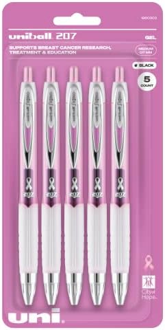 Canetas de gel retrátil de fita rosa uni-bola 207, caneta de gel médio de 0,7 mm 12 pacote, canetas de tinta preta, canetas