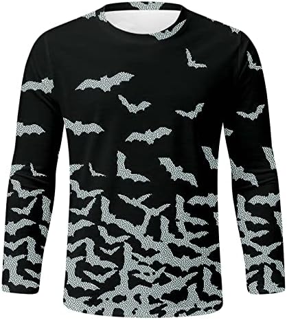 2022 Novos camisetas masculinas de halloween camiseta de halloween camiseta de manga comprida no pescoço redondo tops t slim fit tops masculinos