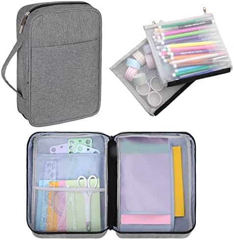 DOFILACHY Journal Supplies Storage Case, Caso do diário com 2 camadas destacáveis- sacolas de viagem para planejador B5, canetas, adesivos de planejador e acessórios