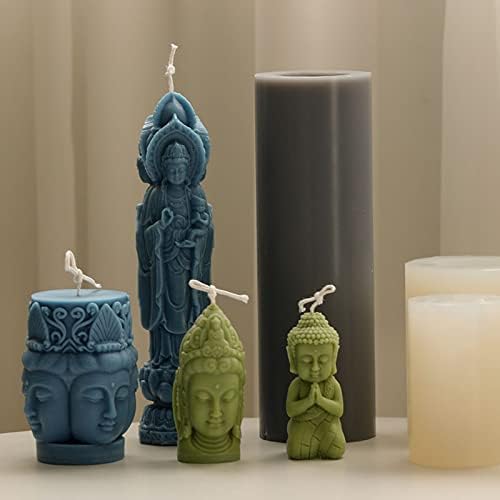 Molde de silicone da estátua de Buda 3D para moldes de sabão artesanal para velas moldes de argila de argila polímero