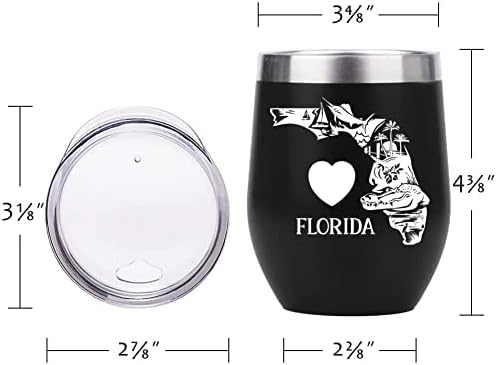 Tumbler de vinho da Florida Gifts, Estado da Flórida 12 oz A vácuo em aço inoxidável, caneca de café com tampa, Idéia