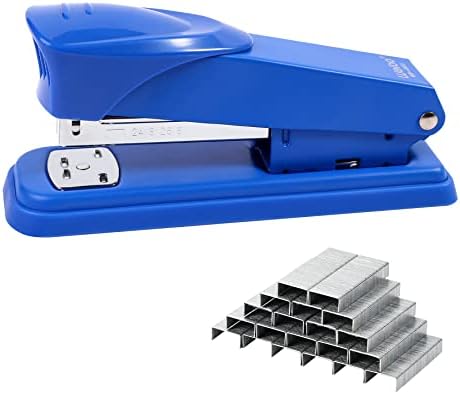 Grampeador azul sem esforço, um grampeamento de um toque, grampeador ergonômico fácil de carregar, 40-50 Capacidade de folha, inclui 1000 grampos