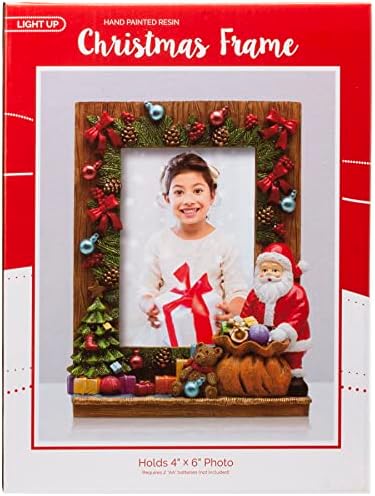 4x6 Light Up Christmas Resin Picture Frame com Papai Noel