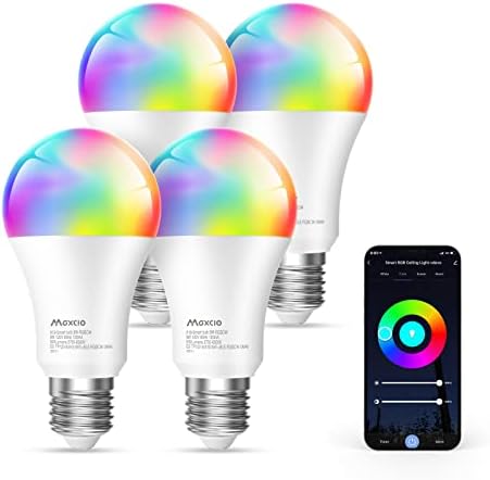 Lâmpadas de Wi -Fi inteligentes, Maxcio LED RGBCW Alteração de cor Bulbo de tumultu