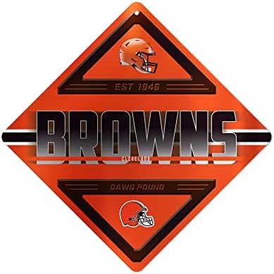 Rico Industries NFL Cleveland Browns Metal Crossing Sing - Home Decore Perfeito para o quarto de cama, caverna, garagem